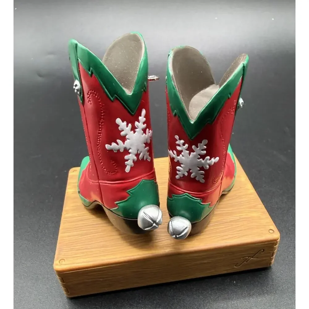 Hallmark - Kickin' It Up! Cowboy Boots Magic Sound Christmas Ornament Works LO17